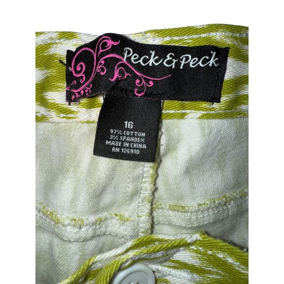 Peck & Peck green and white geometric print pants women’s size 16 - Picture 3 of 3